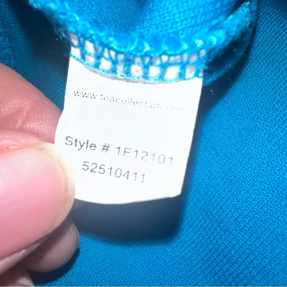 Tea Collection 100% Cotton Teal Zip Up Hoodie‎ Pockets Texture Size 6 NWT